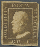 (*) Italien - Altitalienische Staaten: Sizilien: 1859, Ferdinand II 1 Gr. Rostbraun Ungebraucht Ohne Gummi, Farbfr - Sicilia