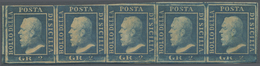 * Italien - Altitalienische Staaten: Sizilien: 1859: 2 Gr Dark Cobalt, Naples Paper, Plate I, Vertical Strip Of - Sicile