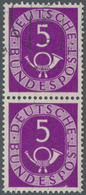 O Bundesrepublik Deutschland: 1951, 5 Pfg. Posthorn Im Senkrechten Paar, Obere Marke Mit Plattenfehler - Other & Unclassified