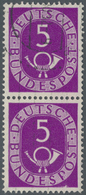 O Bundesrepublik Deutschland: 1951, 5 Pfg. Posthorn Im Senkrechten Paar, Obere Marke Mit Plattenfehler - Autres & Non Classés