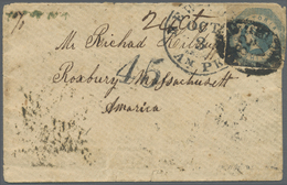 Br Victoria: 1855 (May), Small Cover Bearing QV 1s. Blue (faults) Used With Heavy Barred Oval Pmk. '82' Of HEPBURN (rate - Storia Postale