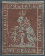 (*) Italien - Altitalienische Staaten: Toscana: 1852: 60 Crazie Red, Three Good Margins, Touched On The Left, The - Tuscany