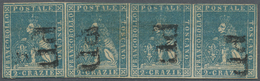 O Italien - Altitalienische Staaten: Toscana: 1857. Lion 2cr Green-blue In A Horizontal Strip Of 4, Sheet Waterm - Toscane