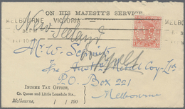 Br Victoria: 1909 (10.2.), Official OHMS Cover Bearing Single QV 1d. Rose-red Perf. 'OS' Used Within Melbourne From Inco - Covers & Documents