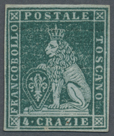 * Italien - Altitalienische Staaten: Toscana: 1851. 4 Crazie Green, Fine Margins, Minimal Faults, Signed Macovea - Tuscany