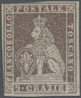 (*) Italien - Altitalienische Staaten: Toscana: 1859, 9 Crazie Grey Lilac, With The EXTREMELY RARE SECOND WATERMAR - Tuscany