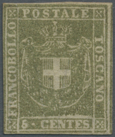 * Italien - Altitalienische Staaten: Toscana: 1860, Provisorische Regierung 5 C Wappenausgabe Olivgrün, Sehr Far - Tuscany