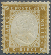 * Italien: 1862, 10c. Bistre, Fresh Colour, Normally Perforated, Mint O.g., Slightly Creased And Few Toning Spot - Marcophilie
