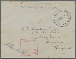 Br Australien: 1915. Stampless Envelope Endorsed 'On Active Service/No Stamps Available' Addressed To England Cancelled  - Autres & Non Classés