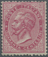 (*) Italien: 1863, 40 C. Carmine, Unused Without Gum, Fresh Color, Well Perforated, Mi. For * 4.500,- € - Marcophilia
