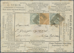 Br Italien: 1877, Anzeigen-Umschlag (busta Parlante) Zu 5 C. Mit 5 C. Grau Und 10 C. Orange Zusatzfrankatur Von N - Storia Postale