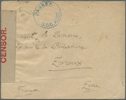 Br Australien: 1918. Stampless Envelope Addressed To France With Circular 'Passed/D.C.C. Aust' In Blue And 'Opened By Ce - Autres & Non Classés