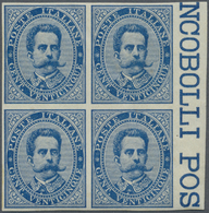 ** Italien: 1879, 25c. Blue, Imperforate "PROVE D'ARCHIVO", Marginal Block Of Four, Unmounted Mint. Sass. P40, 1. - Storia Postale