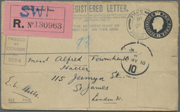 GA Australien: 1918. Registered Great Britain Postal Stationery Envelope 'two Pence' Black Cancelled By 'Field Post Offi - Other & Unclassified