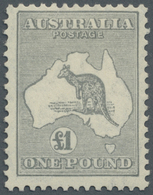 * Australien: 1932, Freimarken: Landkarte Mit Känguruh, 1 ₤ Grau, Tadellos Ungebraucht (SG #137 ₤650,-). - Autres & Non Classés