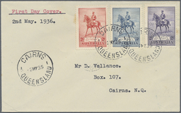 Australien: 1935 (2.5.), Silver Jubilee Complete Set On First Day Cover Used Within CAIRNS, Small Tonespot On 2s. And Fo - Altri & Non Classificati