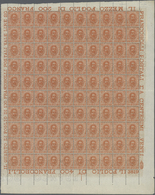 ** Italien: 1895, 20c. Orange, Complete (folded) Pane Of 100 Stamps With Marginal Inscriptions, Unmounted Mint Wi - Marcophilie