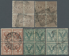 /O Italien: 1901 13 Viererblocks Der "Floreale" Serie (einige Werte Doppelt, Nicht Komplett) - Marcophilie