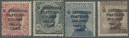 **/* Italien: 1922, "Congresso Filatelico" 10 C. - 40 C., Complete Set With 4 Stamps, Mint Never Hinged (with Excep - Marcophilia