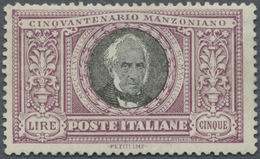 * Italien: 1923, 5 L. Violet And Black, Mint Tiny Hinge Remain, Fine, Sassone Catalogue Value 500,- Euro - Marcophilia