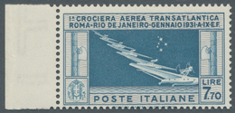 ** Italien: 1930, Airmail 7,70 L. Blue With Sheet Margin At Left, Mint Never Hinged, Fine, Signed Biondi With Cer - Marcophilia