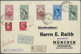 Br Italien: 1932, Garibaldi, Airmails 50c. To 5l. (two Stamps Toned Perfs), With Additional Franking On Registere - Marcophilie