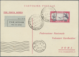 Br Italien: 1932, Volo CAPRERA - ROMA, Cartolina Del 5.6.1932 Affrancata Con Aereo - Espresso 2,25 + 1 L. Garibal - Marcophilie