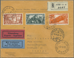 Br/ Italien: 1933, Express Airmail Letter Franked With 0,75,2,50 And 2,75 Lira From The Issue To Commemorate Teh 1 - Marcophilia