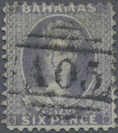 O Bahamas: 1862 No Watermark, Perf. 11½ To 12, 6d. Lavender-grey, Clearly Cancelled "A05", Very Fine And Strong Fresh Co - 1963-1973 Autonomia Interna