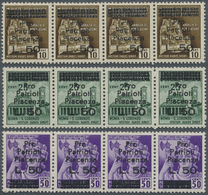 ** Italien: 1944/45 - Local Issue PIACENZA: "Pro Patrioti Piacenza L. 50" On 10c., On 25c. And On 50c. Each In Ho - Marcophilie