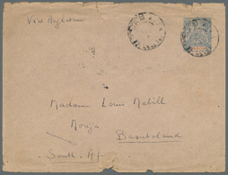 GA Basutoland: 1910. French Colonies Gabon Postal Stationery Envelope (opening Faults, Tears At Bottom) 25c Blue/orange  - 1933-1964 Colonie Britannique