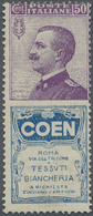 * Italien - Zusammendrucke: 1924, Francobolli Pubblicitari 50c. Violet Blue "COEN", Mint Regummed, Fine And Fres - Unclassified