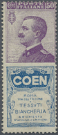 * Italien - Zusammendrucke: 1924, Francobolli Pubblicitari 50c. Violet Blue "COEN", Mint Regummed, Fine And Fres - Non Classificati