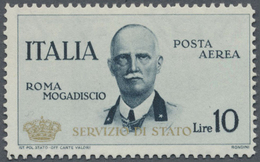 * Italien - Dienstmarken: 1930, Official Air Mail 10 L. Dull Blue Gold Overprint "SERVIZIO DI STATO", Mint Tiny - Service