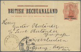 GA Betschuanaland: 1893 Postal Stationery Card "THREE/HALF PENCE" On 1d. Used From Maribogo To Kaiserslautern, Germany C - 1885-1964 Bechuanaland Protettorato