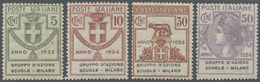 ** Italien - Portofreiheitsmarken: 1924, GRUPPO DAZIONE SCUOLE MILANO Issue Complete Set Of Four Values, Mint Nev - Franchigia