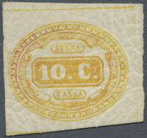 * Italien - Portomarken: 1863, Ziffernzeichnung 10 C. Gelb Dreiseitig Voll- Bis Breitrandig Und Unten Schräg Ges - Postage Due