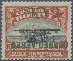 * Bolivien: 1930, Zeppelin 5 C. On 10 C. With Inverted Metallic Glittering Overprint In Green, Unused, Fine, Signed Kess - Bolivie