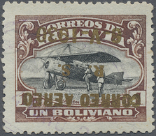 O Bolivien: 1930, Zeppelin 1 B. With Inverted Metallic Glittering Overprint, Slight Cancelled, Fine, Signed, Very Rare - Bolivie