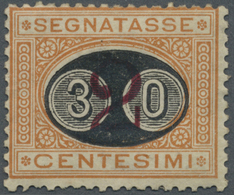 * Italien - Portomarken: 1891, Postage Due Stamp 30 Cent On 2 Lira Hinged With Large Parts Of Original Gum. Sass - Postage Due