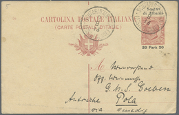 GA Italienische Post In Albanien: 1913, 10 Cmi. Stationery Card With Imprint "Scutari Die Albania - 20 Parà 20" S - Albanie