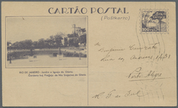 GA Brasilien - Ganzsachen: 1936 (30.1.), Stat. Postcard 100r. Deep Violet With Picture Beside 'RIO DE JANEIRO: Jardim E  - Interi Postali