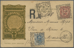 Br Italien - Ganzsachen: 1916. Registered 'Esposizioni-Rivnite' Illustrated Postal Stationery Card 10c Carmine Up - Stamped Stationery