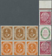 **/O Bundesrepublik - Zusammendrucke: 1951, Posthorn 4 + 6 Pf., Drei Postfrische Senkrechte Zdr. Als Einh - Se-Tenant