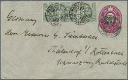 GA Britisch-Ostafrika Und Uganda: 1905. Postal Stationery Envelope One Anna Carmine Upgraded With SG 17, ½a Grey Green ( - Protectorats D'Afrique Orientale Et D'Ouganda