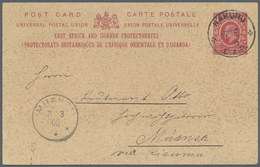GA Britisch-Ostafrika Und Uganda: 1908 (27.2.), Stat. Postcard KEVII 1a. Carmine Commercially Used With Fine 'NAKURU E.A - East Africa & Uganda Protectorates