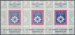 ** Jugoslawien: 1983/1984. Lot Of 3 Souvenir Sheets "Olympic Emblem" Showing Some Color Shades And 1 Souvenir She - Covers & Documents