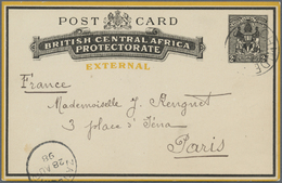 GA Britisch-Zentralafrika: 1898. Postal Stationery Card 2d Black (external) Addressed To Paris Cancelled By Chinde Date  - Autres & Non Classés
