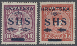 ** Kroatien: 1918, Jugoslawien - Ausgaben Für Kroatien: "SHS"-Aufdrucke Auf 1916er Ungar. Krönungsmarken 10f Und - Croatia