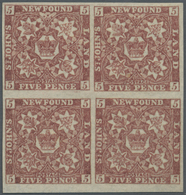 * Neufundland: 1860, 5 P. Definitive Issue, Venetian Red, Unused Block Of 4, Well Margined, Original Gum, Fine Unused, C - 1857-1861